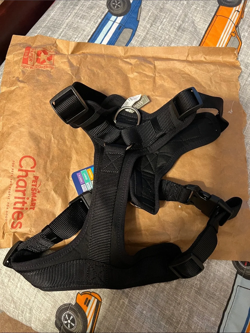 Top Paw Black Dog Harness Adjustable No-Pull Chest Plate
